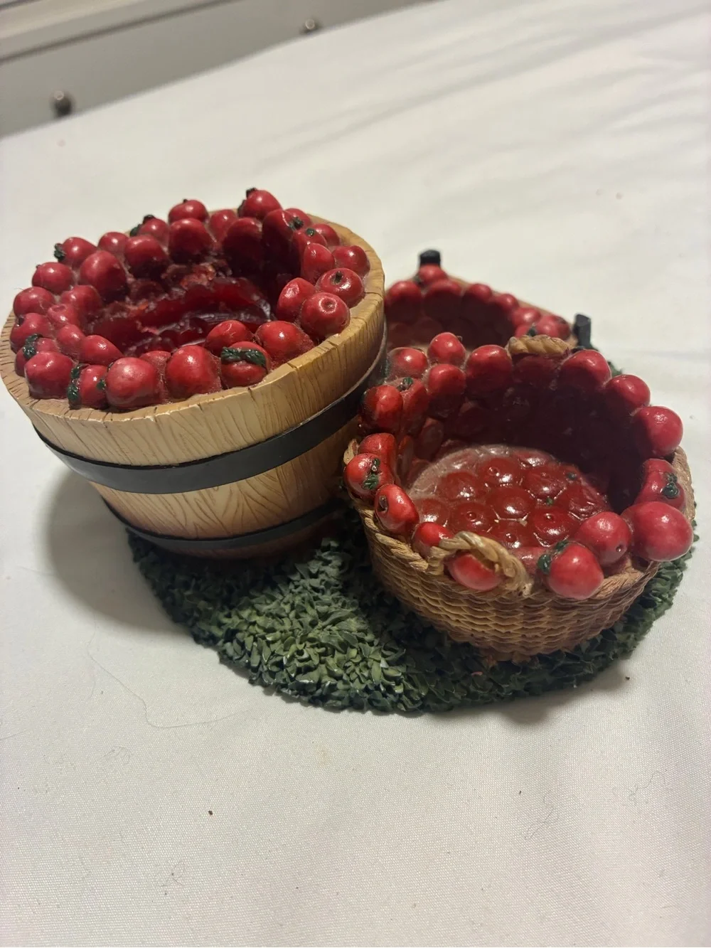Decorative Red Apple Harvest Figurine - Tea light candle Holder